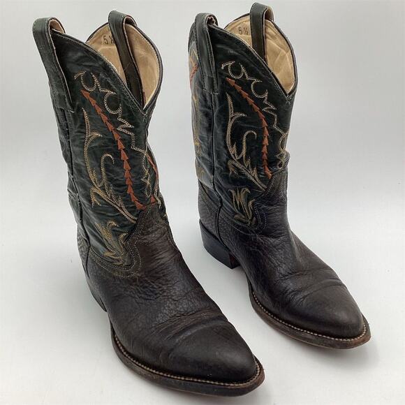 Vintage Western Cowboy Boots Brown Leather‎ Size 5.5 Unisex main image 15